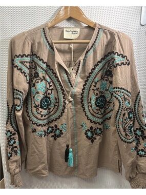 NWT Women’s Savanna Jane Embroidered Boho Blouse Sz Small